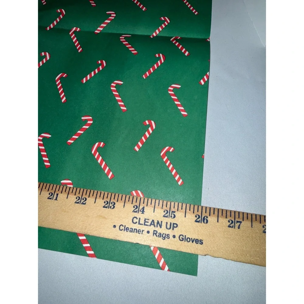 Vintage Christmas Candy Cane Wrapping Paper Sheet Green Red White Holiday Craft